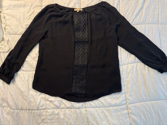 Appraisal Tops - Appraisal Black Blouse Embroidered Crochet Women's Medium Office Career Boho
